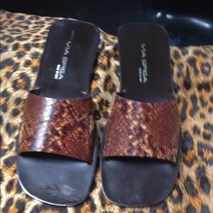 Via Spiga brown snake 🐍 skin slides